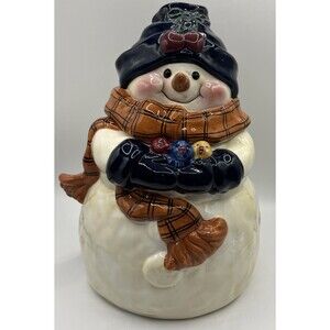 Vintage Snowman Cookie Jar Canister From Michael's 10-11" tall - Christmas
